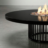 Стол - камин Непал Камень, труба черная, 1600 на 750